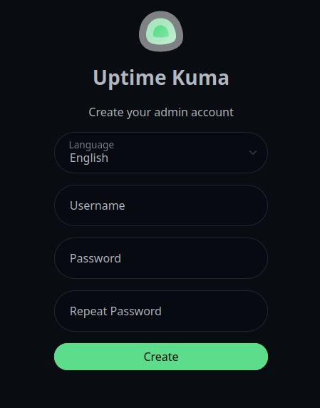 Uptime Kuma Account Configuration